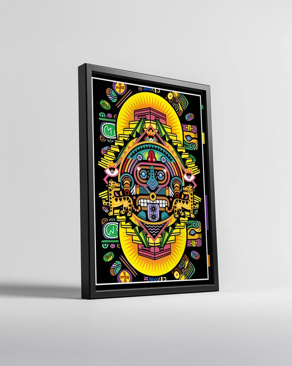 Renkli Aztek Tasarımı - Şekillerle Zenginleştirilmiş Sanat Eseri Poster Tablosu