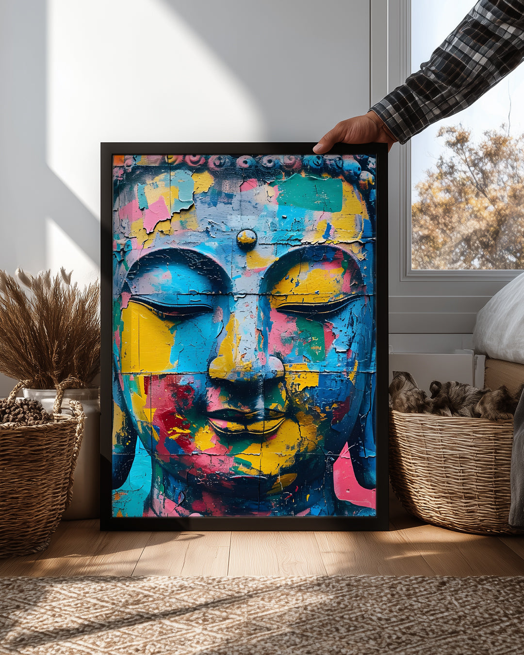 Renkli Buddha Heykeli - Canlı Renklerle Dolu Sanat Eseri Poster Tablosu