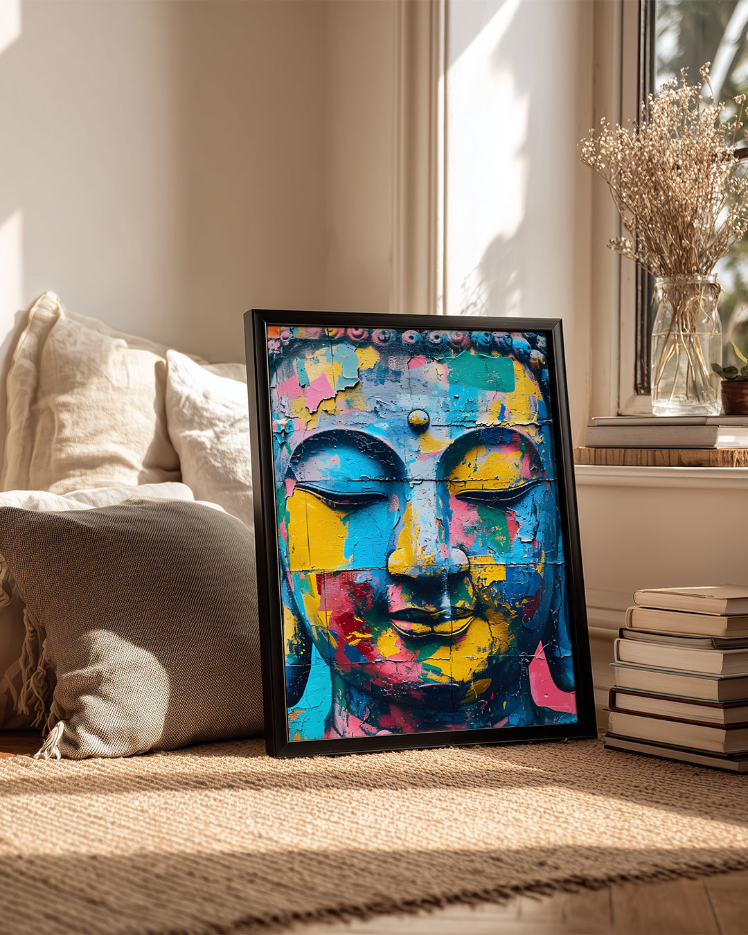 Renkli Buddha Heykeli - Canlı Renklerle Dolu Sanat Eseri Poster Tablosu