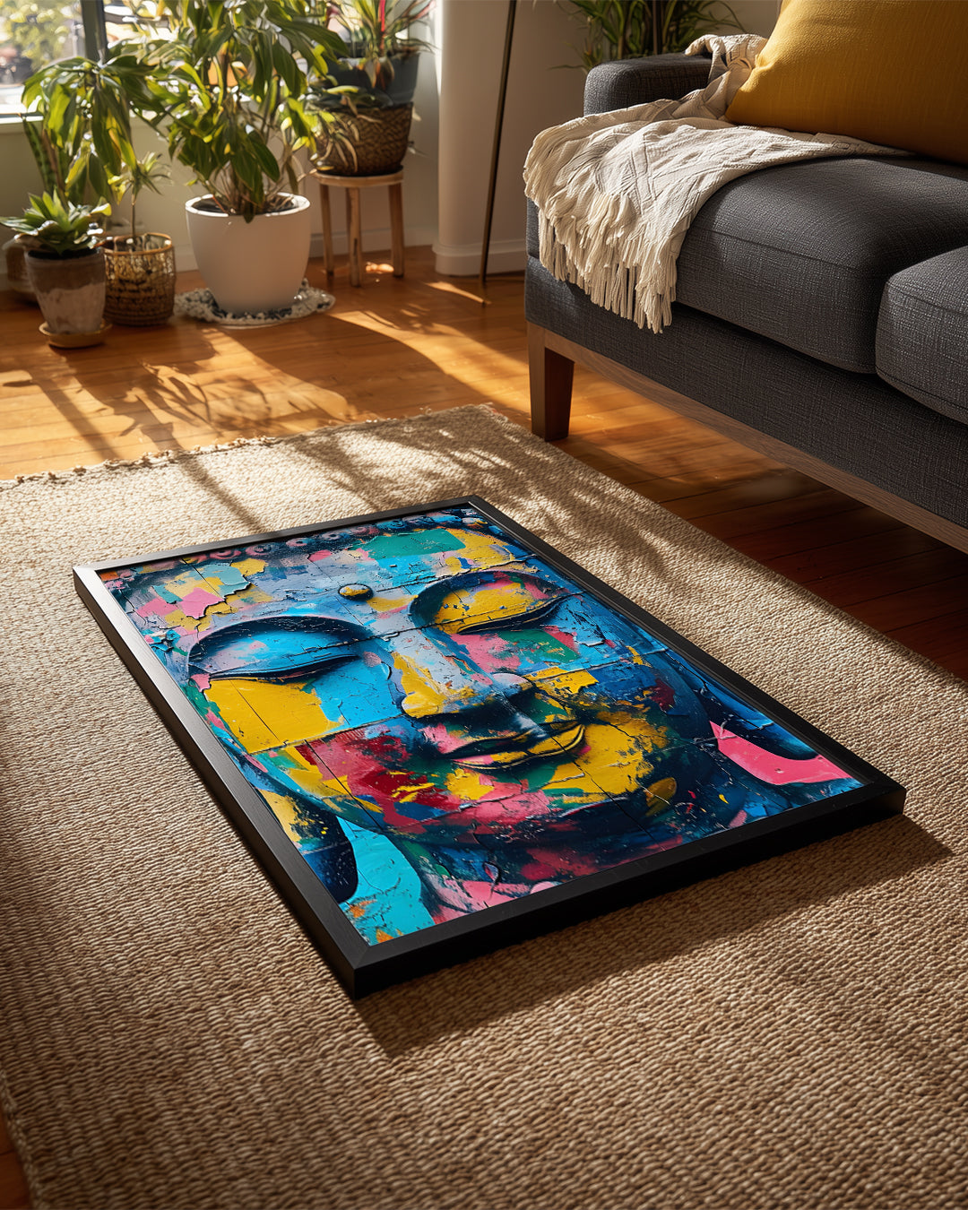 Renkli Buddha Heykeli - Canlı Renklerle Dolu Sanat Eseri Poster Tablosu