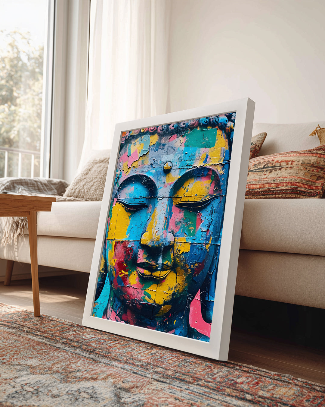 Renkli Buddha Heykeli - Canlı Renklerle Dolu Sanat Eseri Poster Tablosu