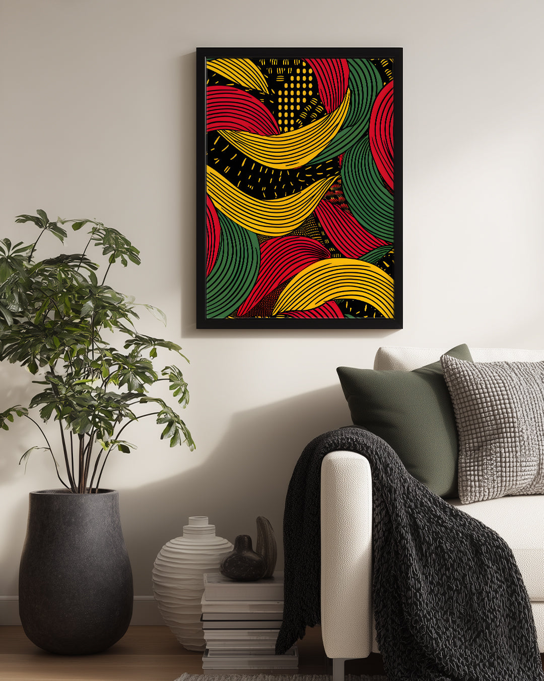 Renkli Dalgalar - Afrika Tasarımı Poster Tablosu