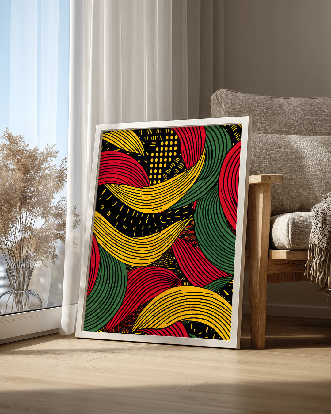 Renkli Dalgalar - Afrika Tasarımı Poster Tablosu