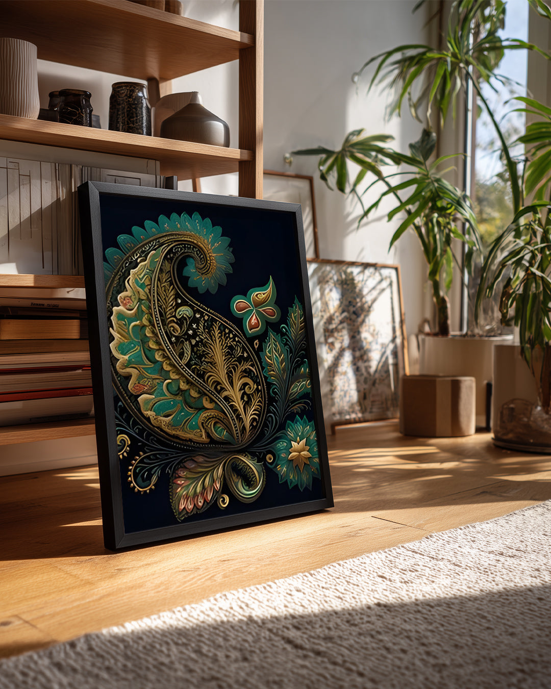 Renkli Desenli Yaprak - Şık Ve Estetik Çiçek Motifi Poster Tablosu