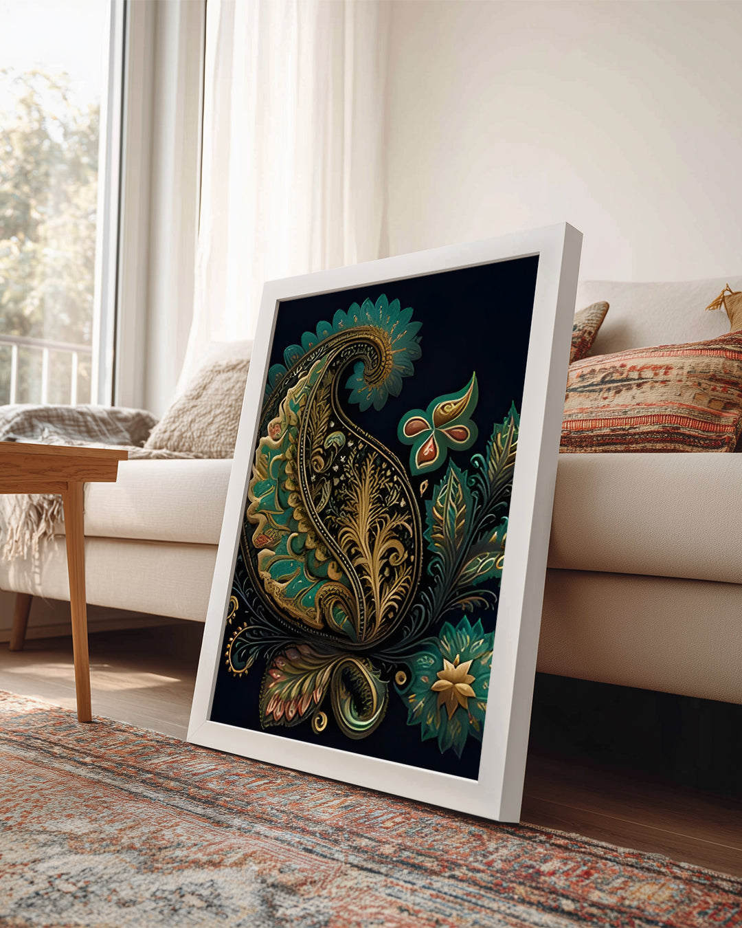 Renkli Desenli Yaprak - Şık Ve Estetik Çiçek Motifi Poster Tablosu