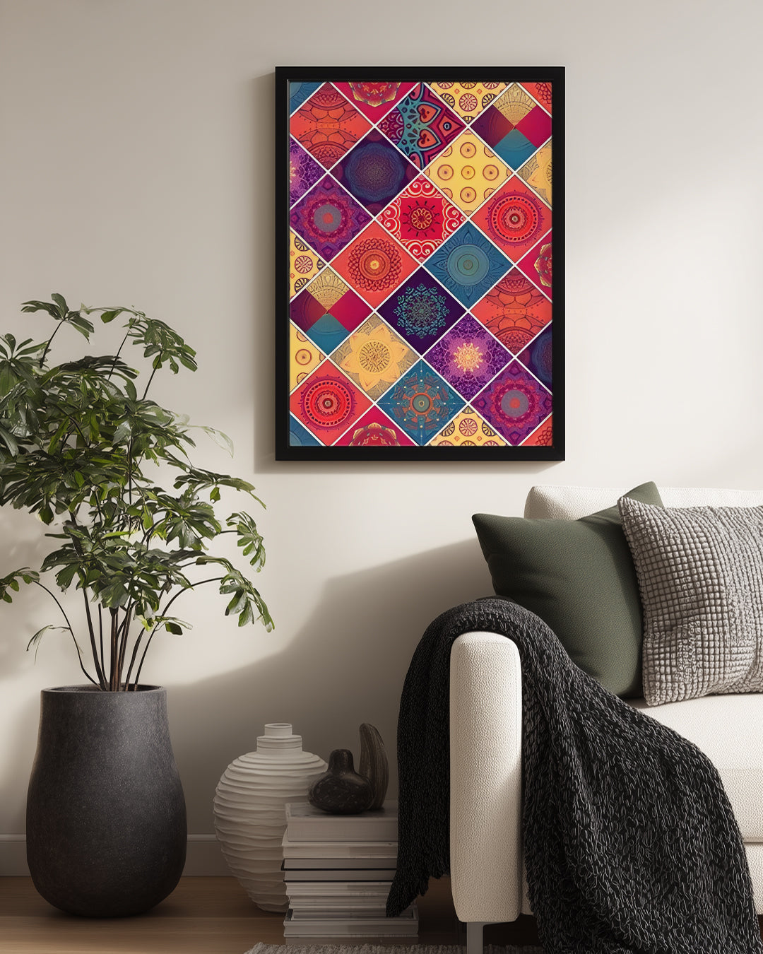 Renkli Dörtgen Deseni - Canlı Geometrik Tasarım Çalışması Poster Tablosu