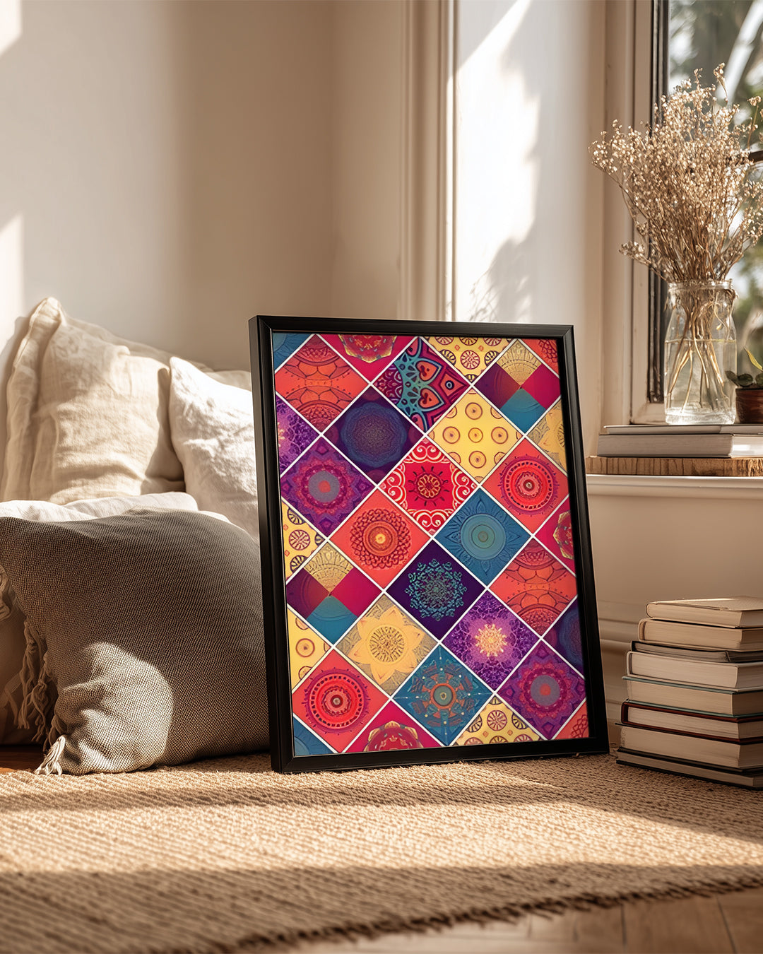 Renkli Dörtgen Deseni - Canlı Geometrik Tasarım Çalışması Poster Tablosu