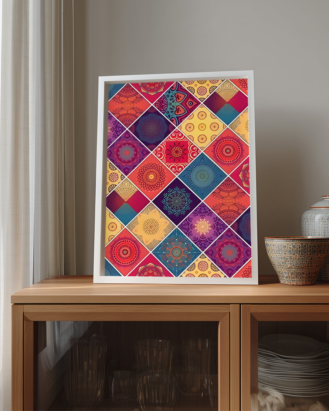 Renkli Dörtgen Deseni - Canlı Geometrik Tasarım Çalışması Poster Tablosu