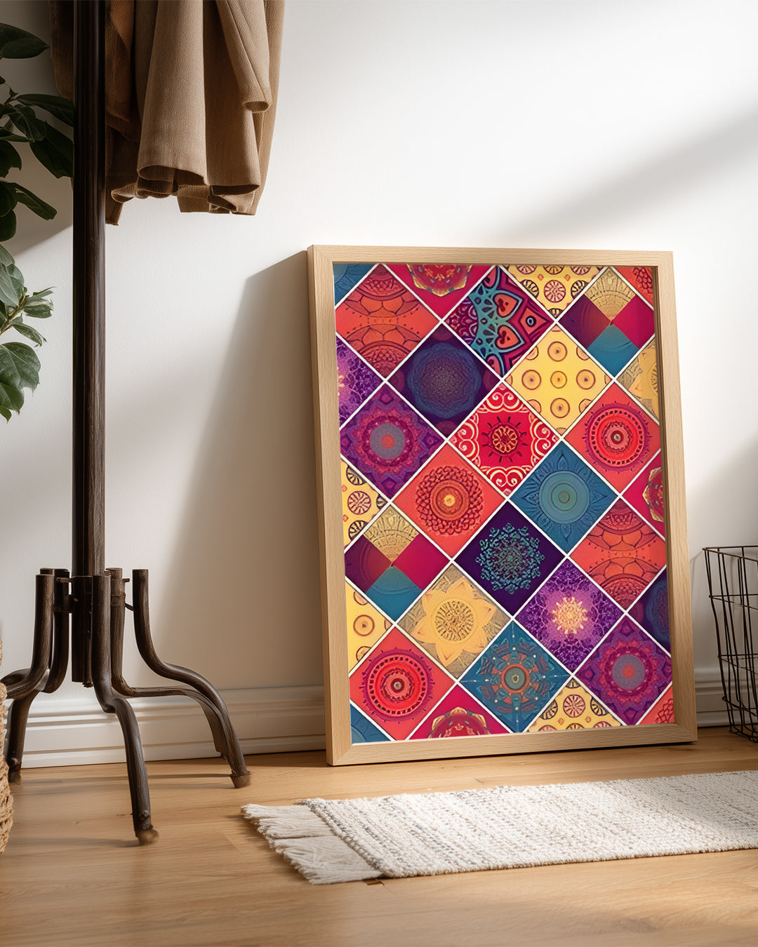 Renkli Dörtgen Deseni - Canlı Geometrik Tasarım Çalışması Poster Tablosu