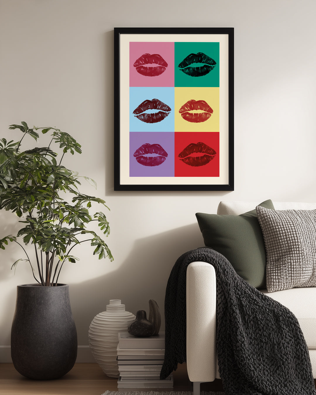Renkli Dudaklar - Pop Art Tarzı Poster Tablosu