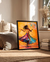 Renkli Elbise ile Dans Eden Kadın - Afrika Sanatı Poster Tablosu