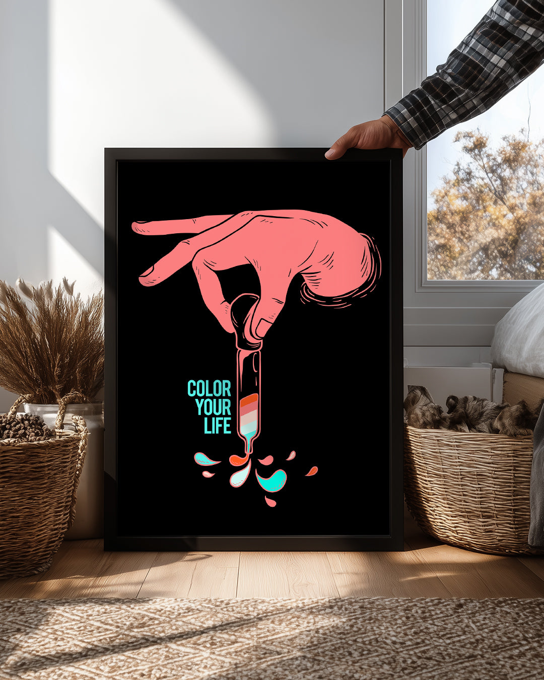 Renkli Hayat - El ve Damla Tasarımı Poster Tablosu