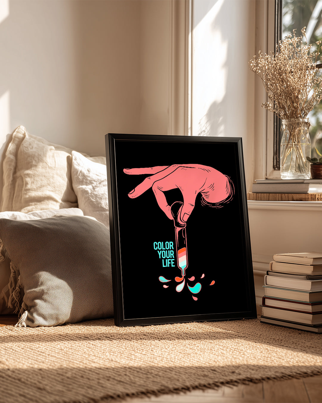 Renkli Hayat - El ve Damla Tasarımı Poster Tablosu