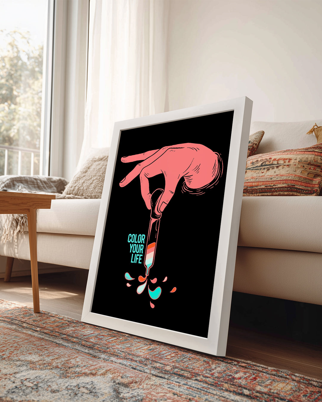 Renkli Hayat - El ve Damla Tasarımı Poster Tablosu