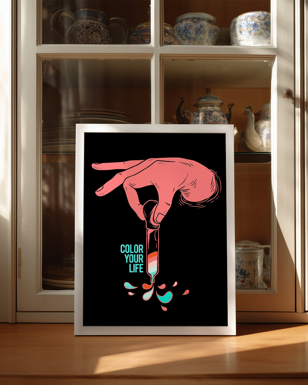 Renkli Hayat - El ve Damla Tasarımı Poster Tablosu