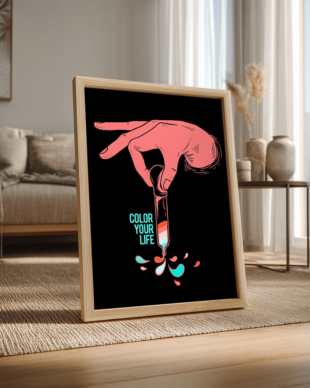 Renkli Hayat - El ve Damla Tasarımı Poster Tablosu