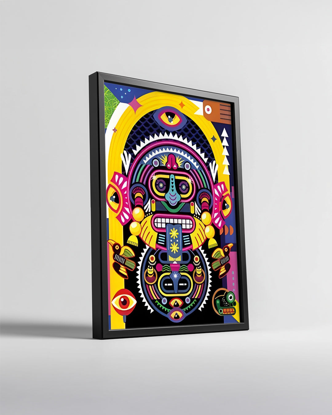 Renkli Kabile Maskesi - Geleneksel Sanat İllüstrasyonu Poster Tablosu