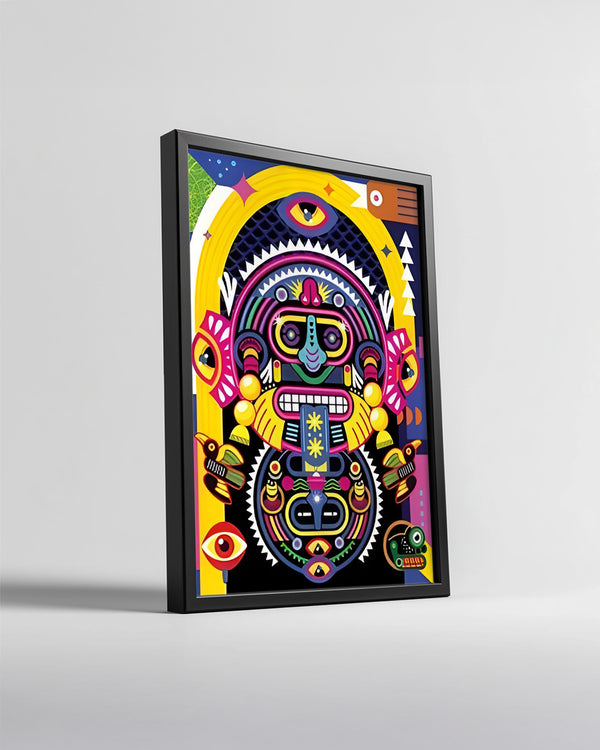 Renkli Kabile Maskesi - Geleneksel Sanat İllüstrasyonu Poster Tablosu