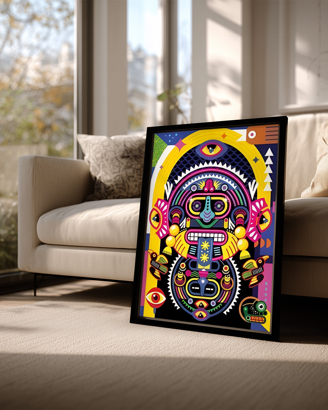 Renkli Kabile Maskesi - Geleneksel Sanat İllüstrasyonu Poster Tablosu