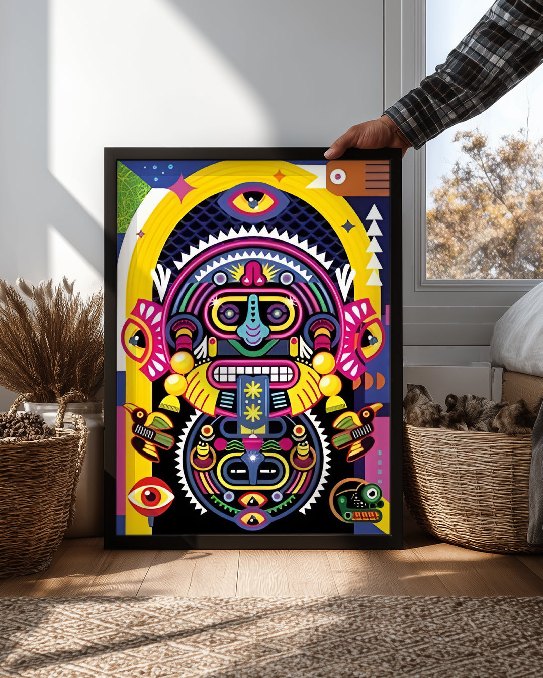 Renkli Kabile Maskesi - Geleneksel Sanat İllüstrasyonu Poster Tablosu