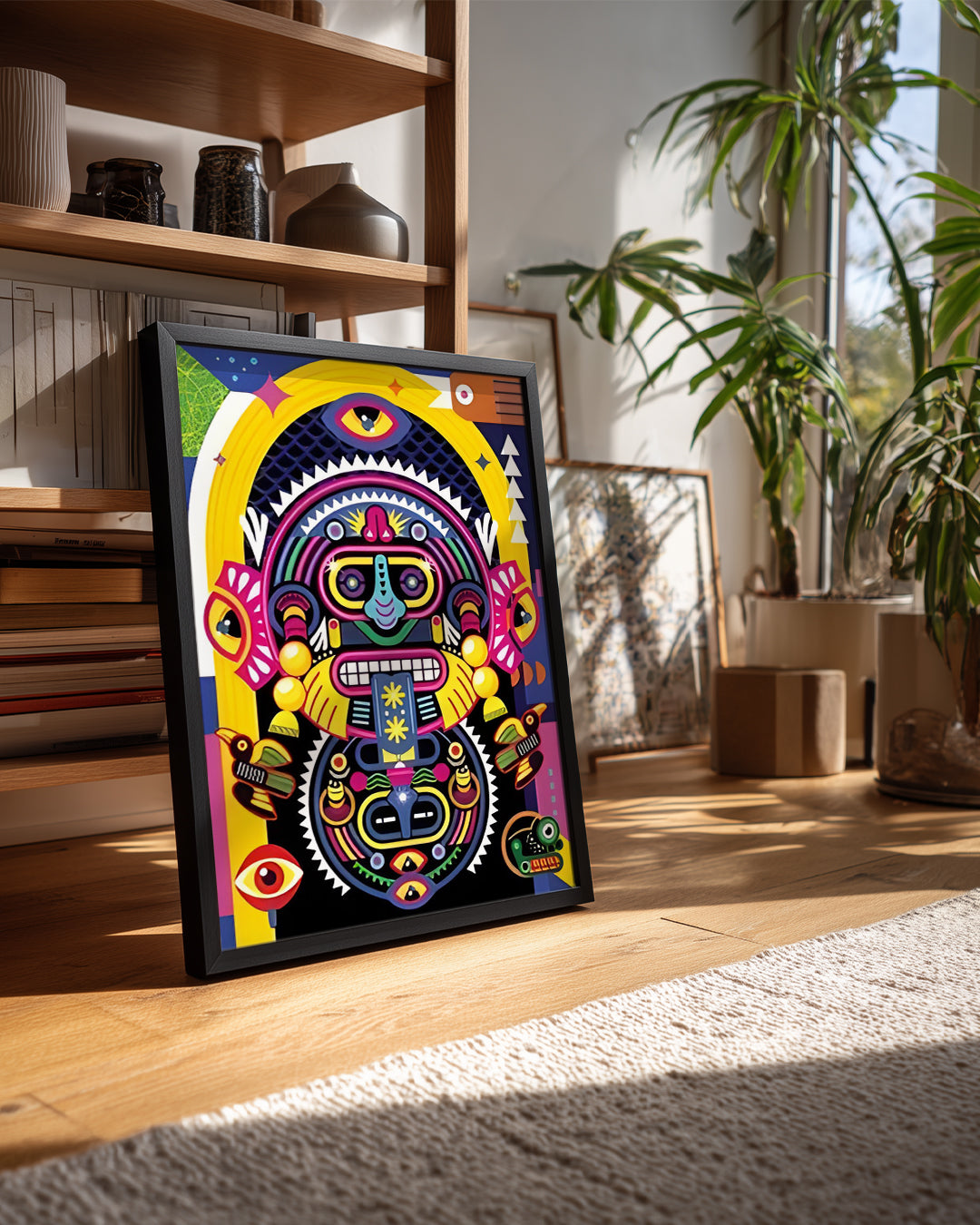Renkli Kabile Maskesi - Geleneksel Sanat İllüstrasyonu Poster Tablosu