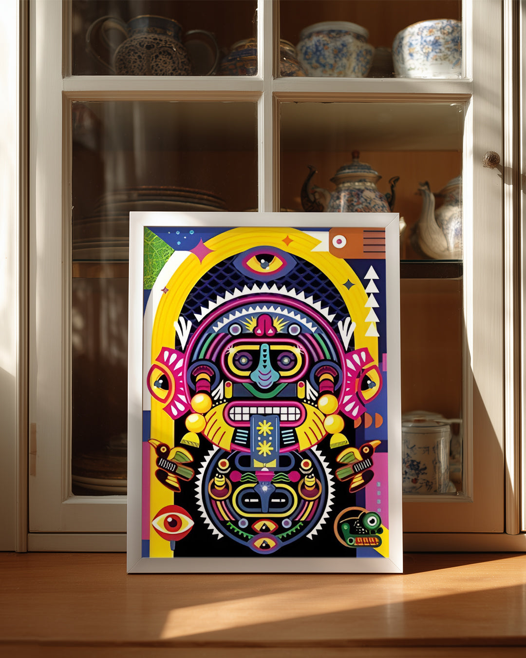 Renkli Kabile Maskesi - Geleneksel Sanat İllüstrasyonu Poster Tablosu