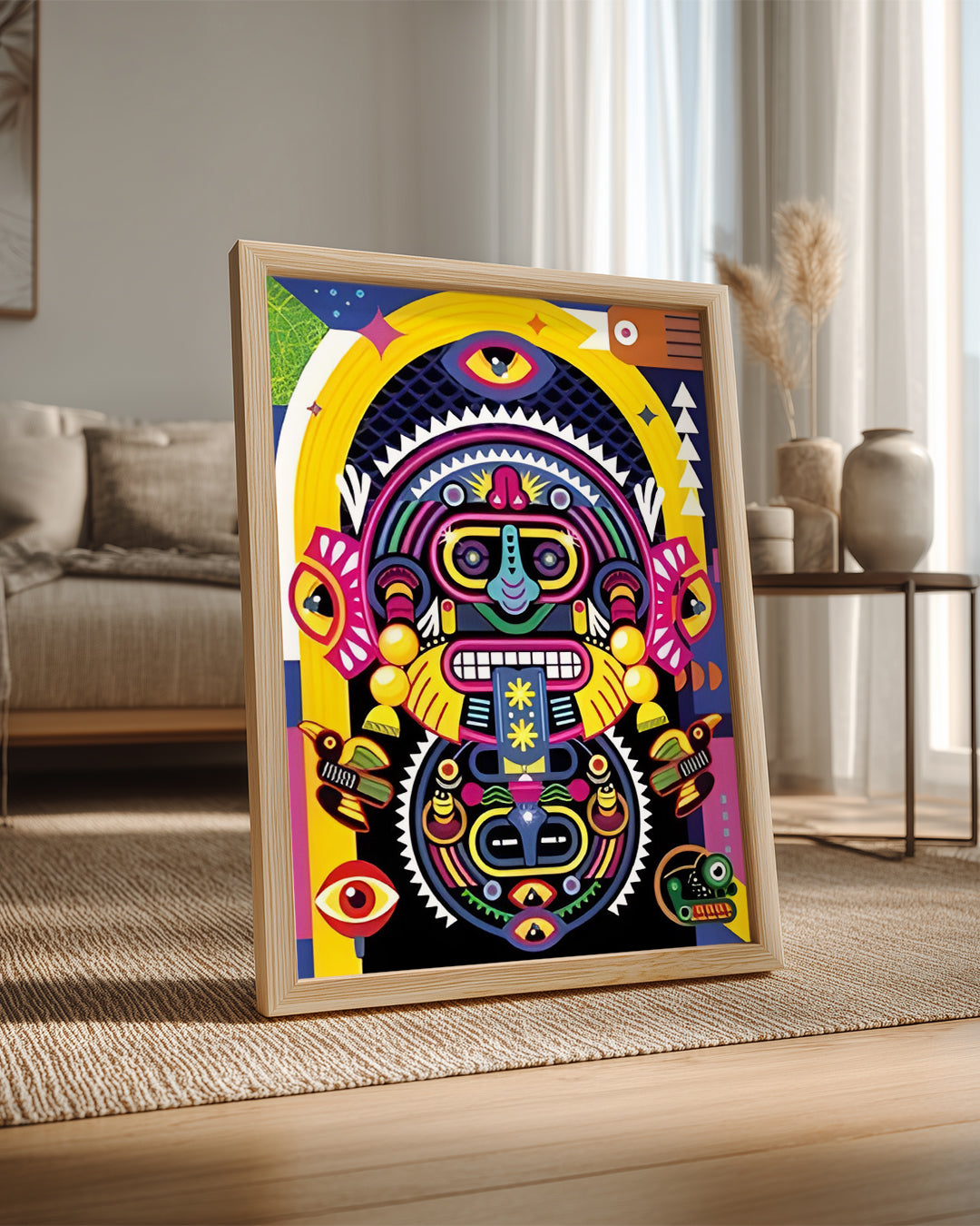 Renkli Kabile Maskesi - Geleneksel Sanat İllüstrasyonu Poster Tablosu