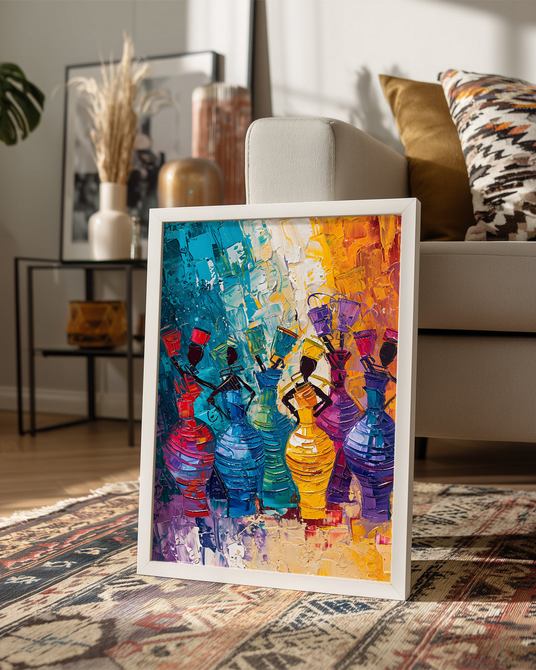 Renkli Kadın Figürleri - Afrika Sanatı Poster Tablosu