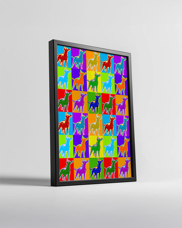 Renkli Köpek İllüstrasyonu - Eğlenceli Desenli Düzlem Poster Tablosu