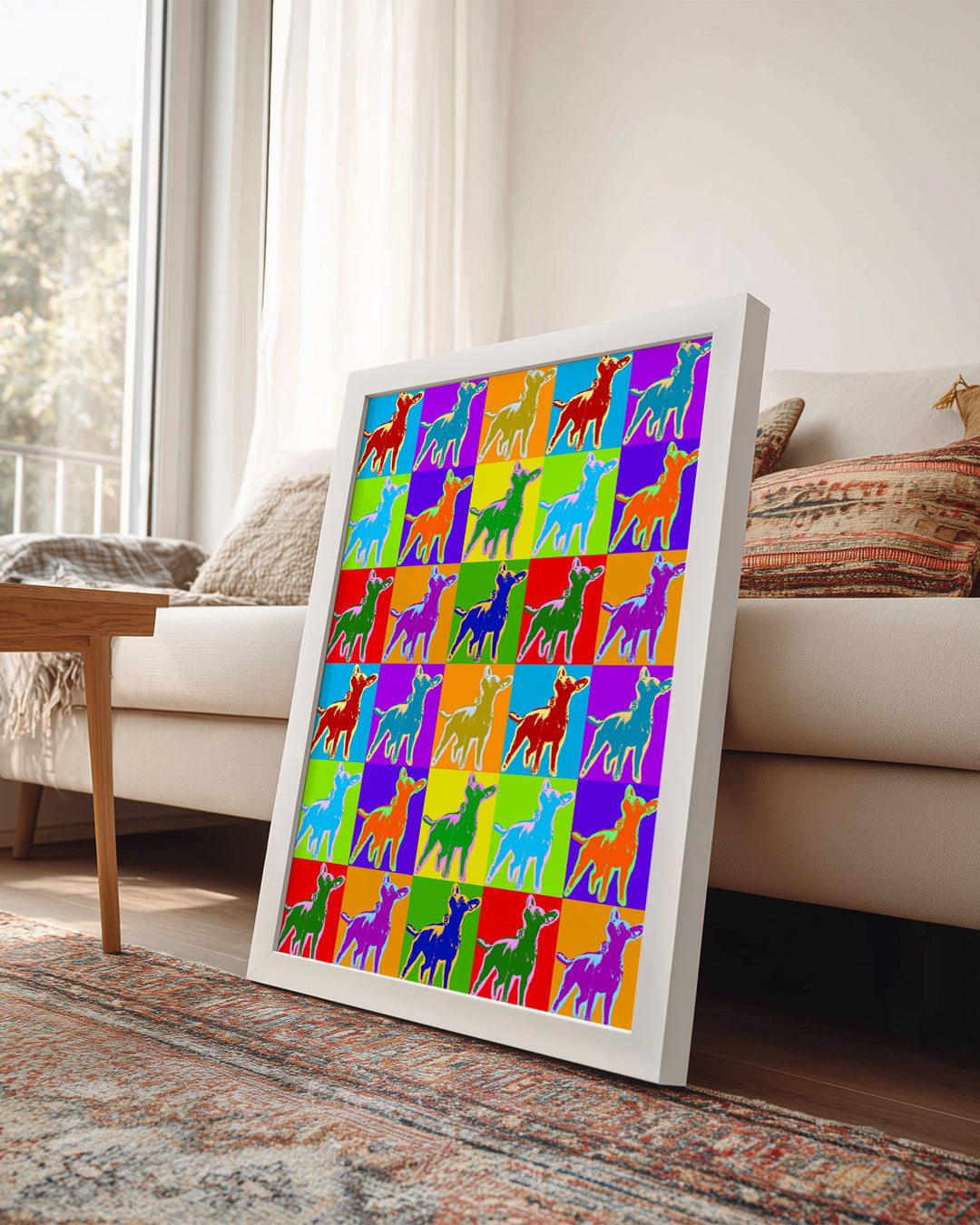 Renkli Köpek İllüstrasyonu - Eğlenceli Desenli Düzlem Poster Tablosu