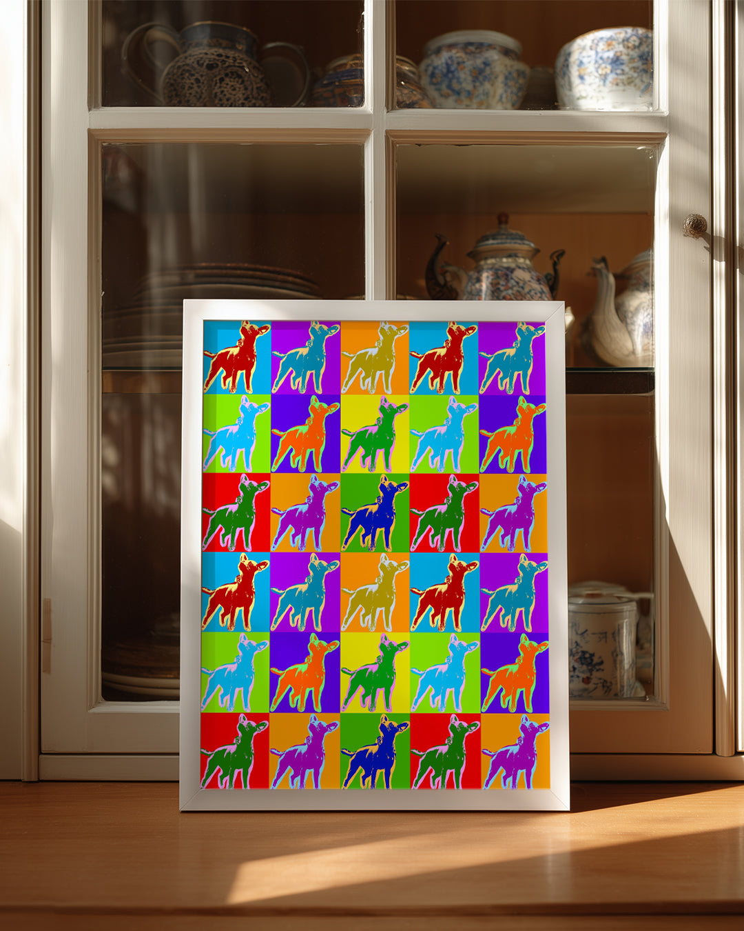 Renkli Köpek İllüstrasyonu - Eğlenceli Desenli Düzlem Poster Tablosu