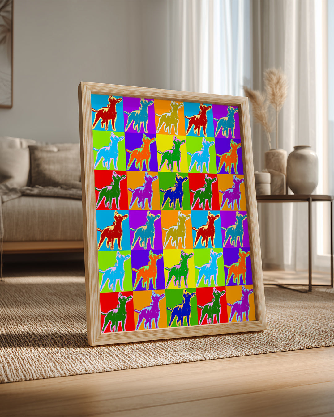 Renkli Köpek İllüstrasyonu - Eğlenceli Desenli Düzlem Poster Tablosu