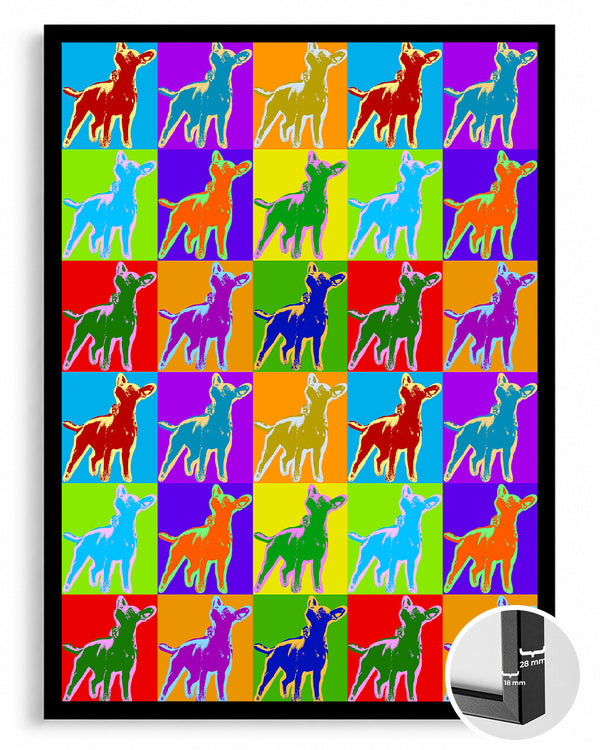 Renkli Köpek İllüstrasyonu - Eğlenceli Desenli Düzlem Poster Tablosu