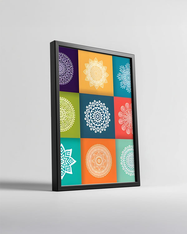 Renkli Mandala Tasarımı - Farklı Desenler ve Figürler Poster Tablosu