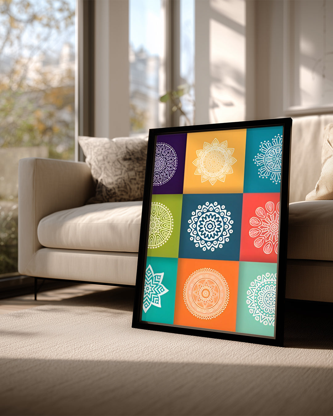 Renkli Mandala Tasarımı - Farklı Desenler ve Figürler Poster Tablosu