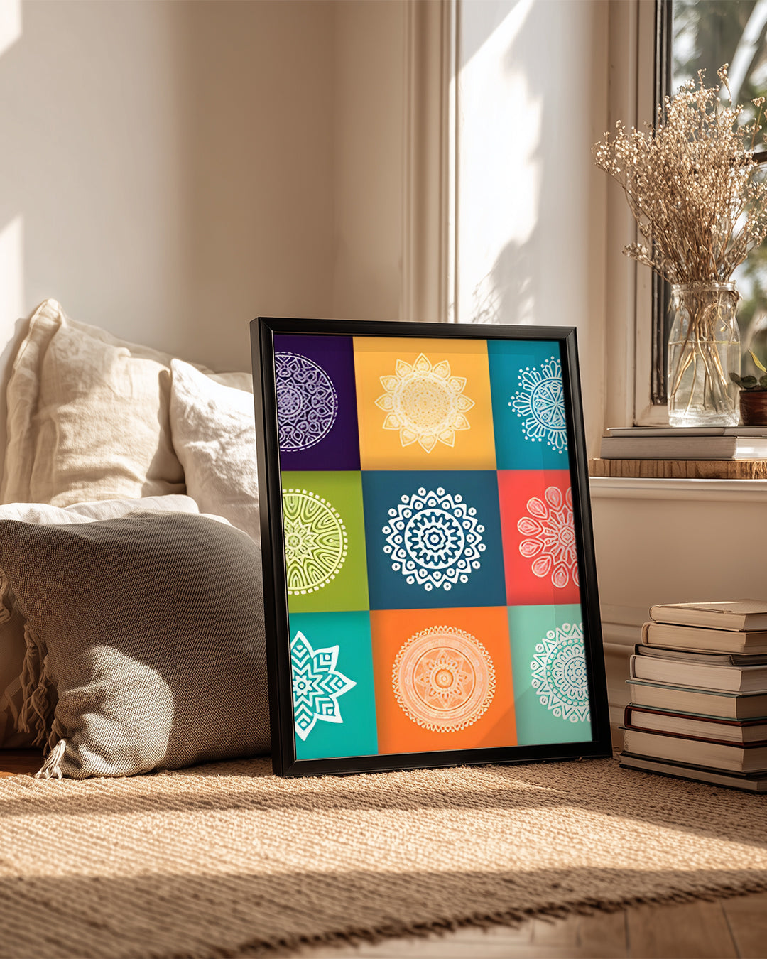 Renkli Mandala Tasarımı - Farklı Desenler ve Figürler Poster Tablosu