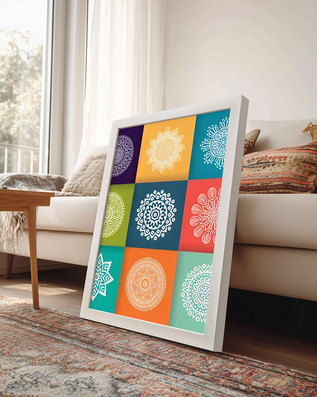 Renkli Mandala Tasarımı - Farklı Desenler ve Figürler Poster Tablosu