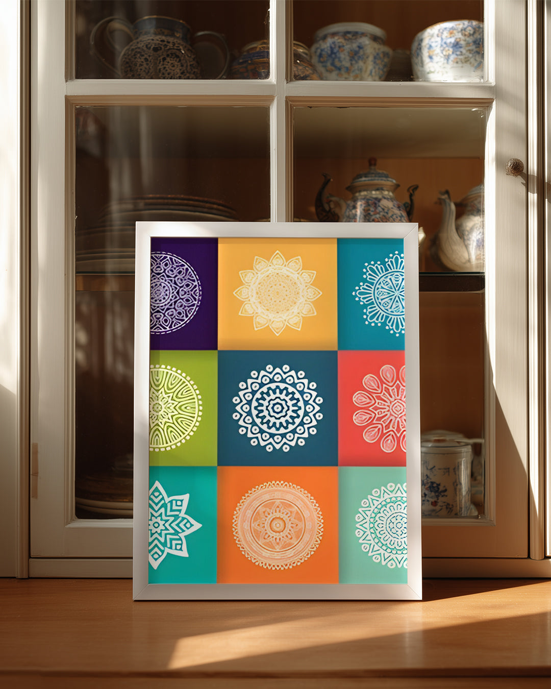 Renkli Mandala Tasarımı - Farklı Desenler ve Figürler Poster Tablosu