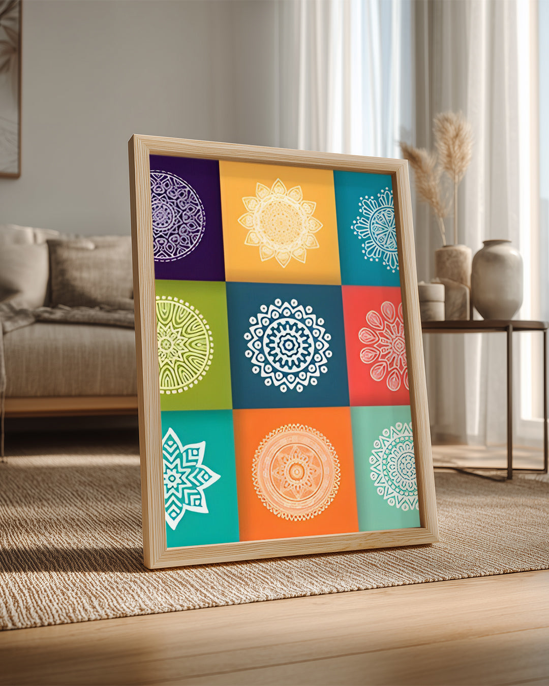Renkli Mandala Tasarımı - Farklı Desenler ve Figürler Poster Tablosu