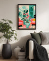 Renkli Oturma Odası - Modern Tasarım Ve Bitkilerle Doldurulmuş Poster Tablosu