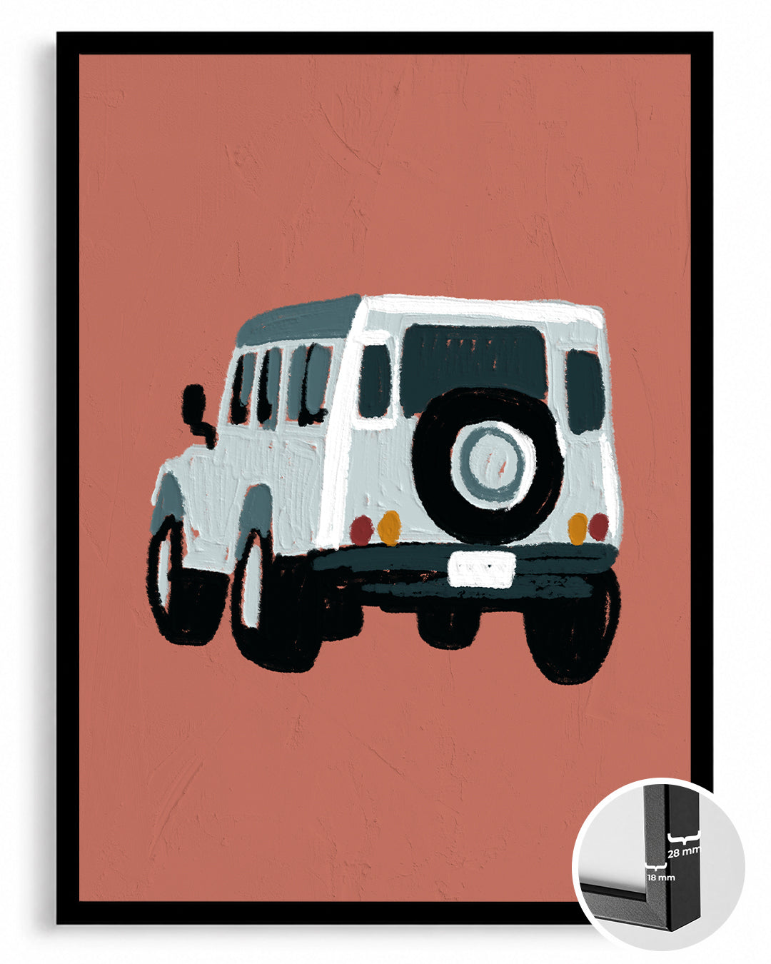 Retro Arazi Aracı - Minimalist Çizim Poster Tablosu