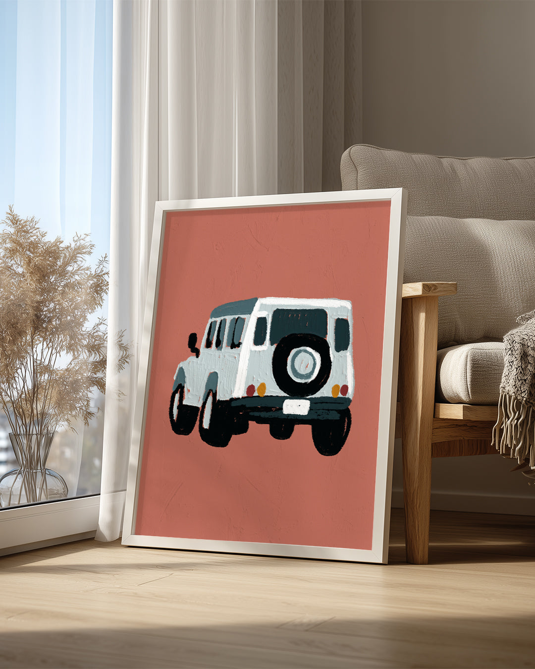 Retro Arazi Aracı - Minimalist Çizim Poster Tablosu