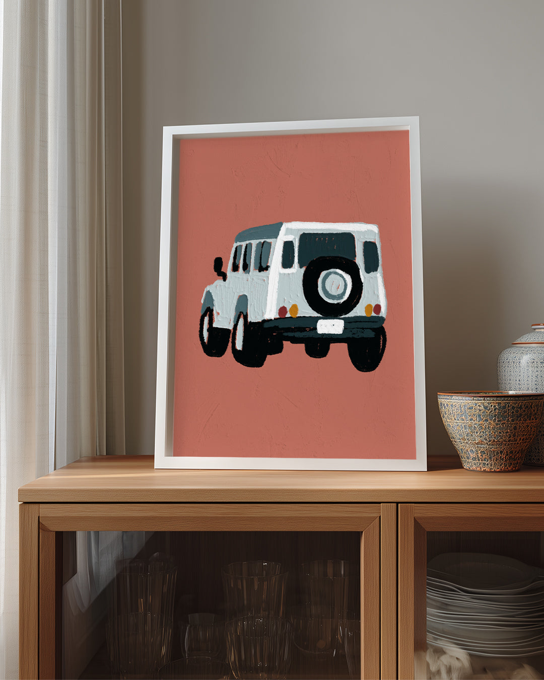 Retro Arazi Aracı - Minimalist Çizim Poster Tablosu