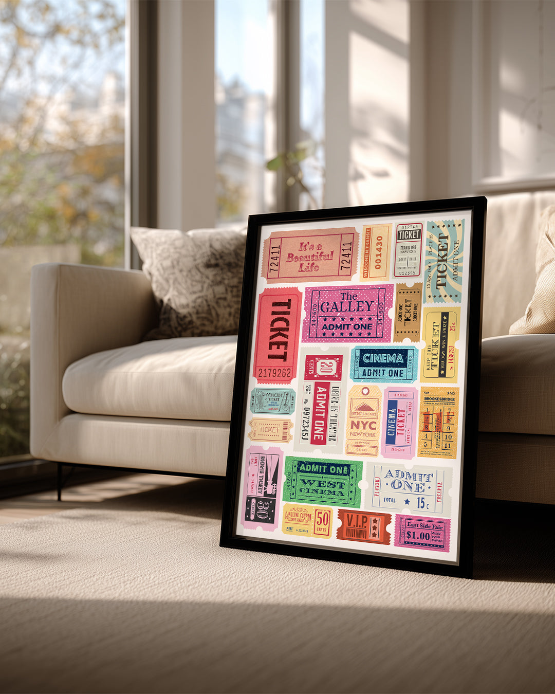 Retro Biletler - Renkli Koleksiyon Poster Tablosu