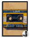 Retro Kaset - Sarı Mavi Aşk Teması Poster Tablosu