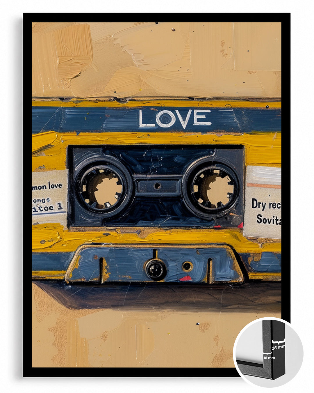 Retro Kaset - Sarı Mavi Aşk Teması Poster Tablosu