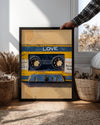 Retro Kaset - Sarı Mavi Aşk Teması Poster Tablosu