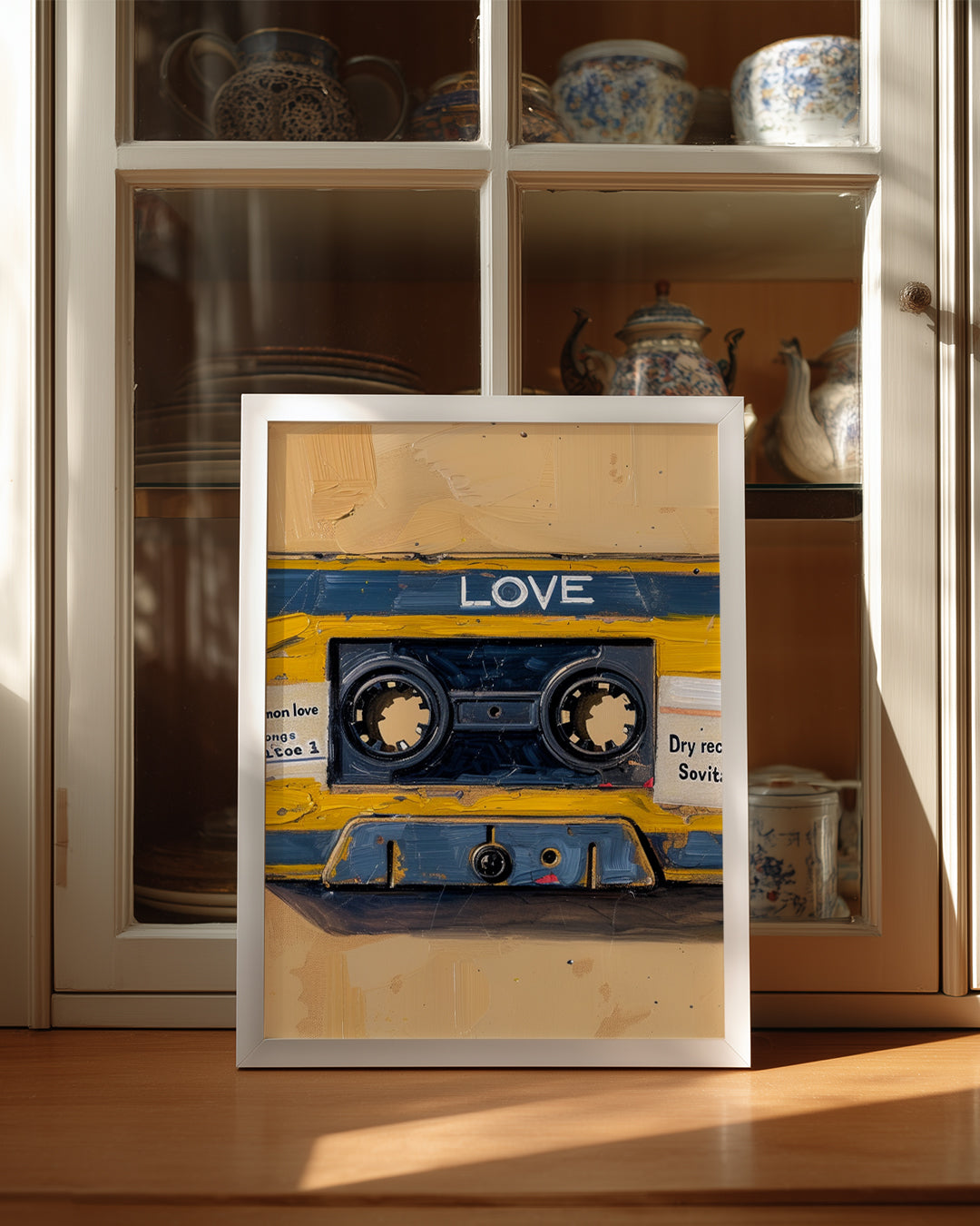 Retro Kaset - Sarı Mavi Aşk Teması Poster Tablosu