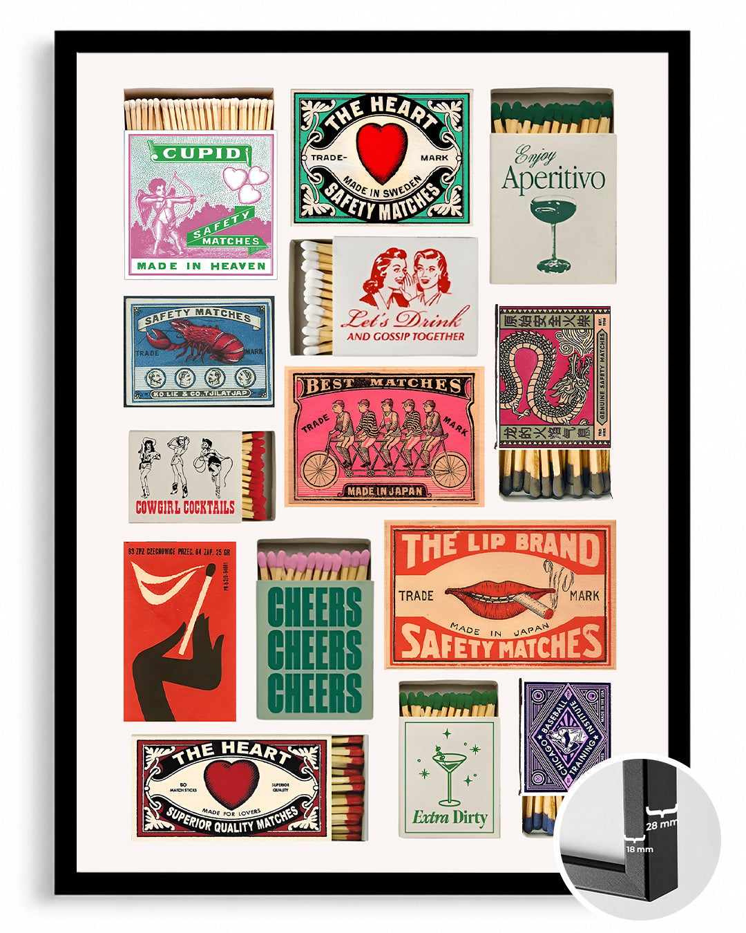 Retro Kibrit Kutuları - Renkli Vintage Tasarımlar Poster Tablosu