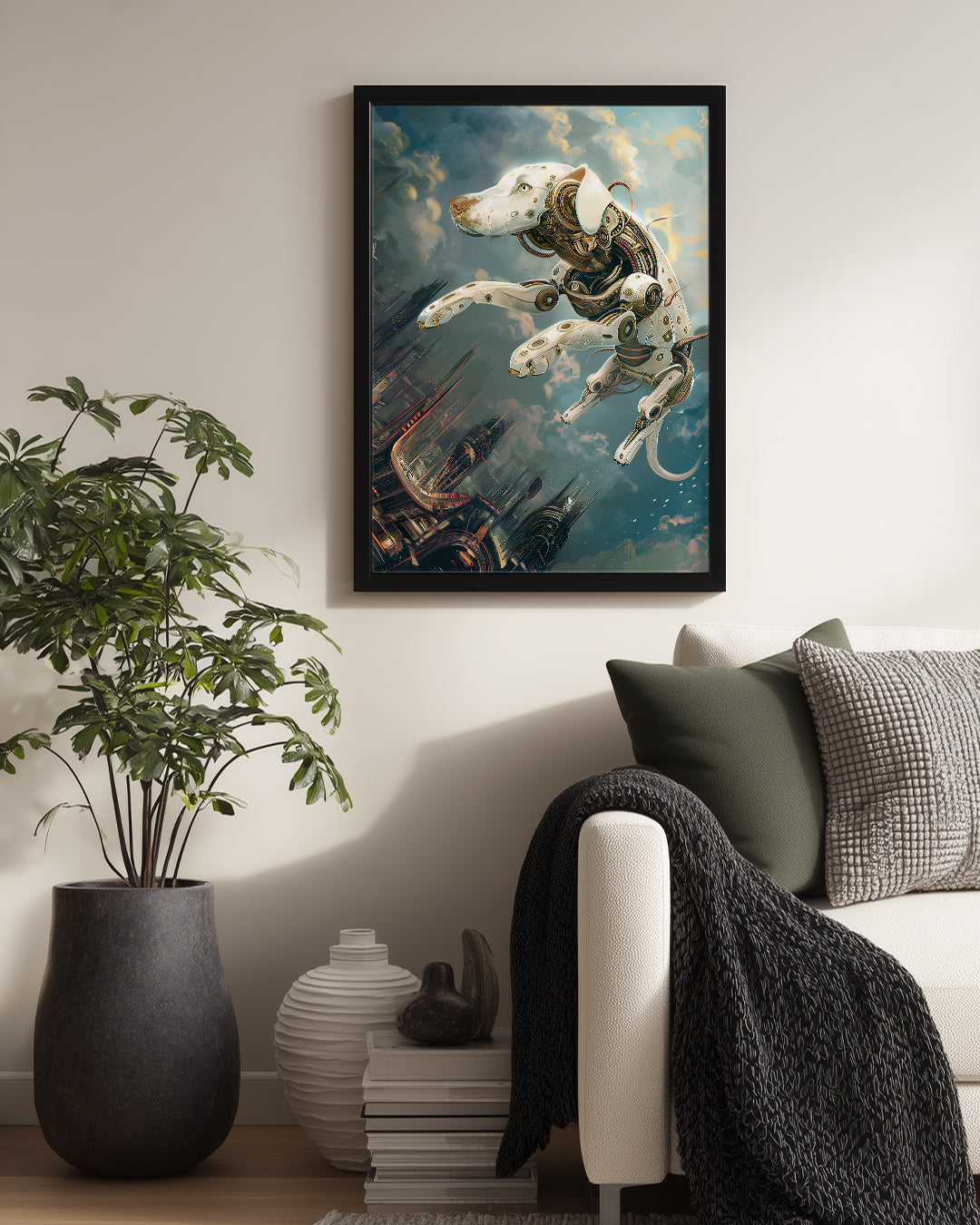 Robot Köpek - Gelecek Şehri Uçuşu Poster Tablosu